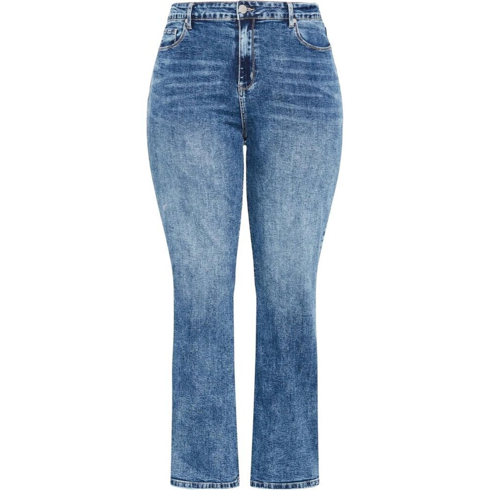 Women's Stretch Cotton Straight Jeans Plus Size Mid Rise 24 Chic Durable - Picture 6 of 7